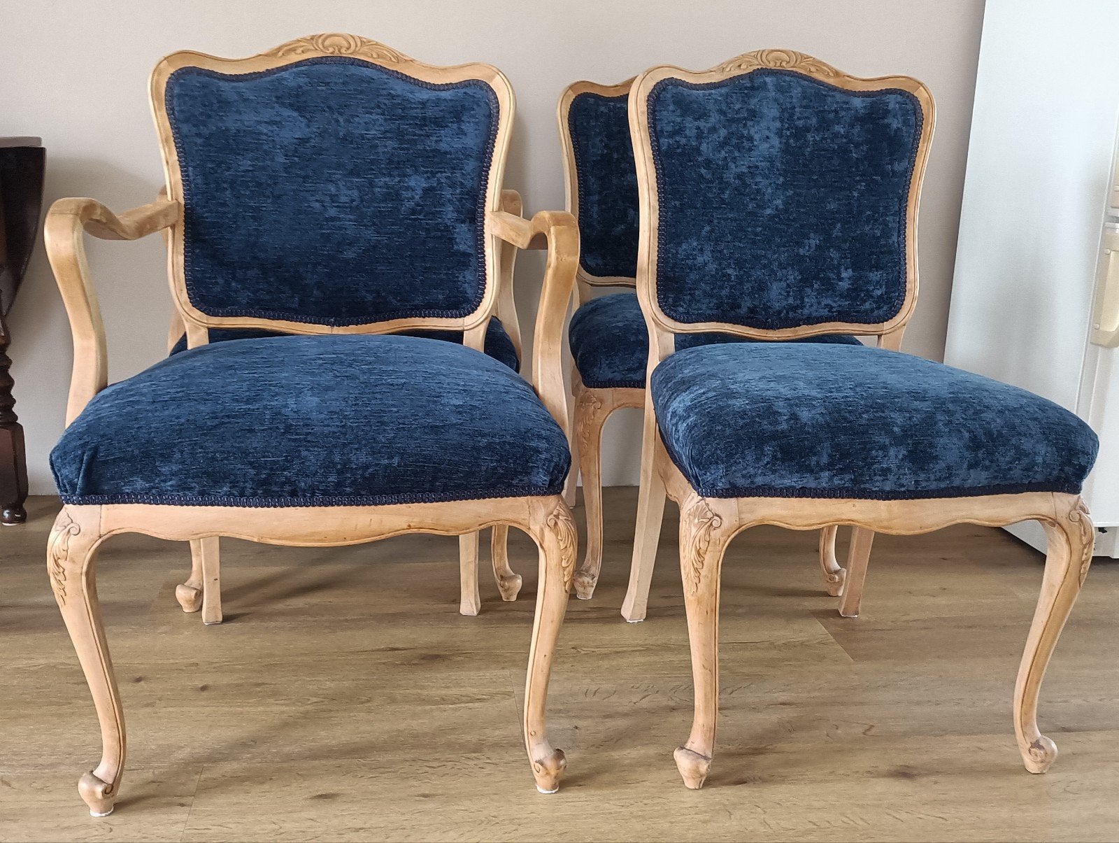 Louis XV eettafelstoelen, Ophalen, Gebruikt, Blauw, Vier