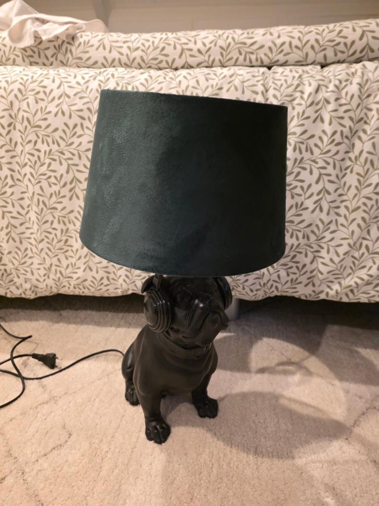 Happy house Bulldog Tafellamp met Koptelefoon - Zwart, Ophalen of Verzenden, Zo goed als nieuw, Modern, Uniek, Speels, Industrieel