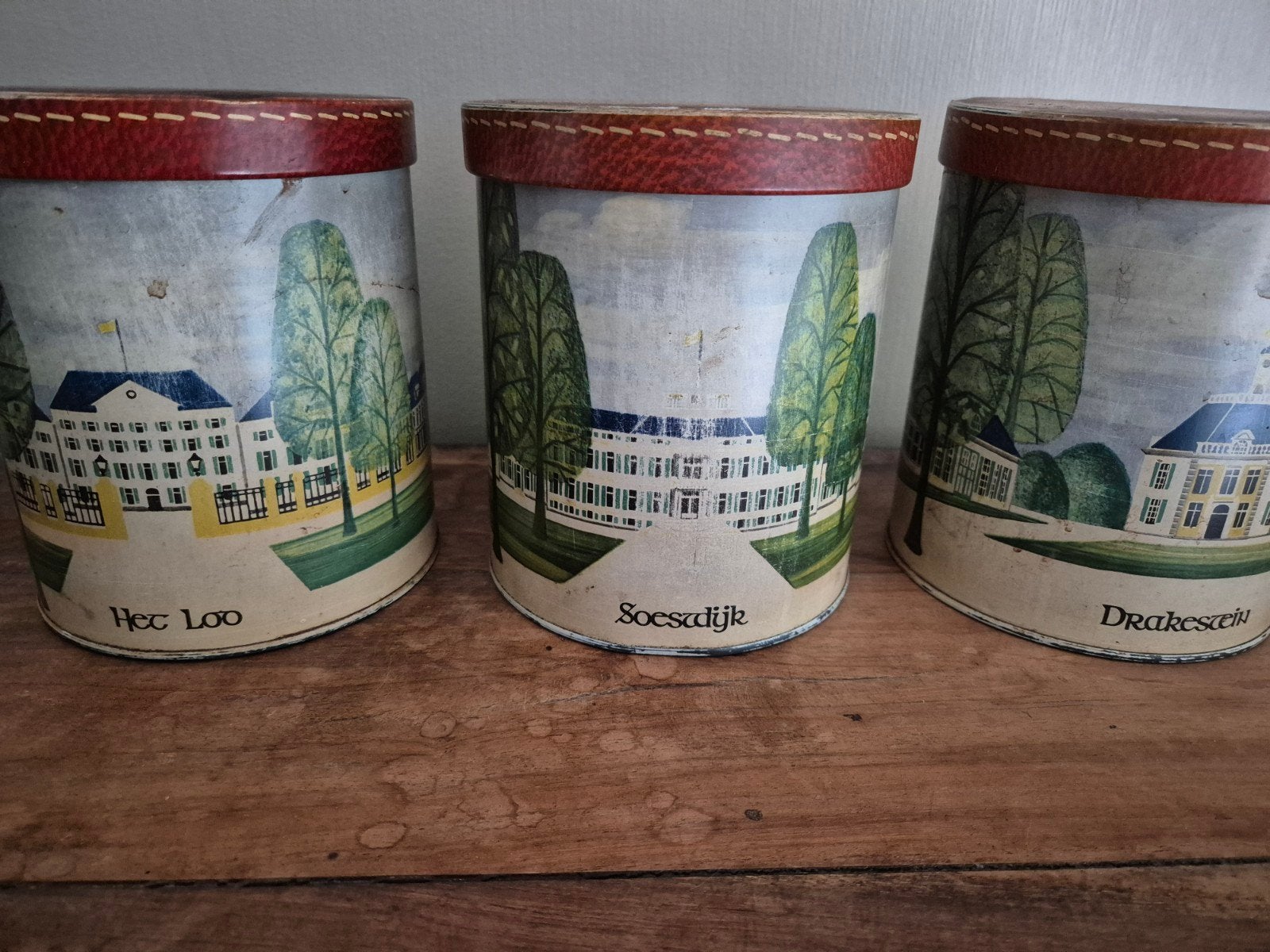 Set van 3 vintage blikken met afbeeldingen van paleizen, Verzamelen, Blikken, Ophalen of Verzenden
