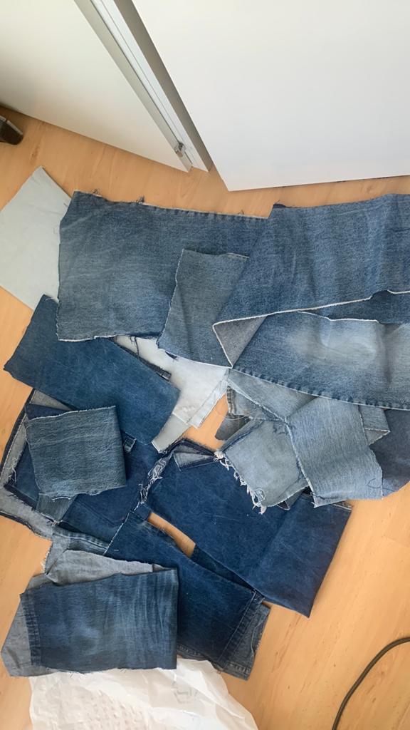Denim spijkerstoffeb restanten, Blauw, 120 cm of meer, Ophalen of Verzenden, Zo goed als nieuw