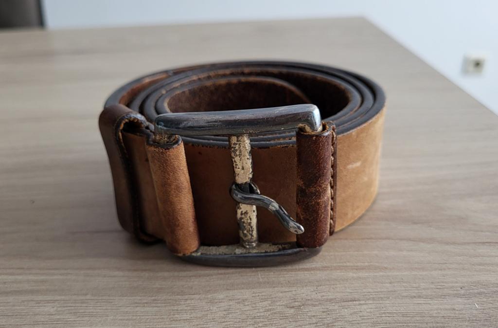 Bruine echt leer heren riem, Ophalen of Verzenden, Bruin