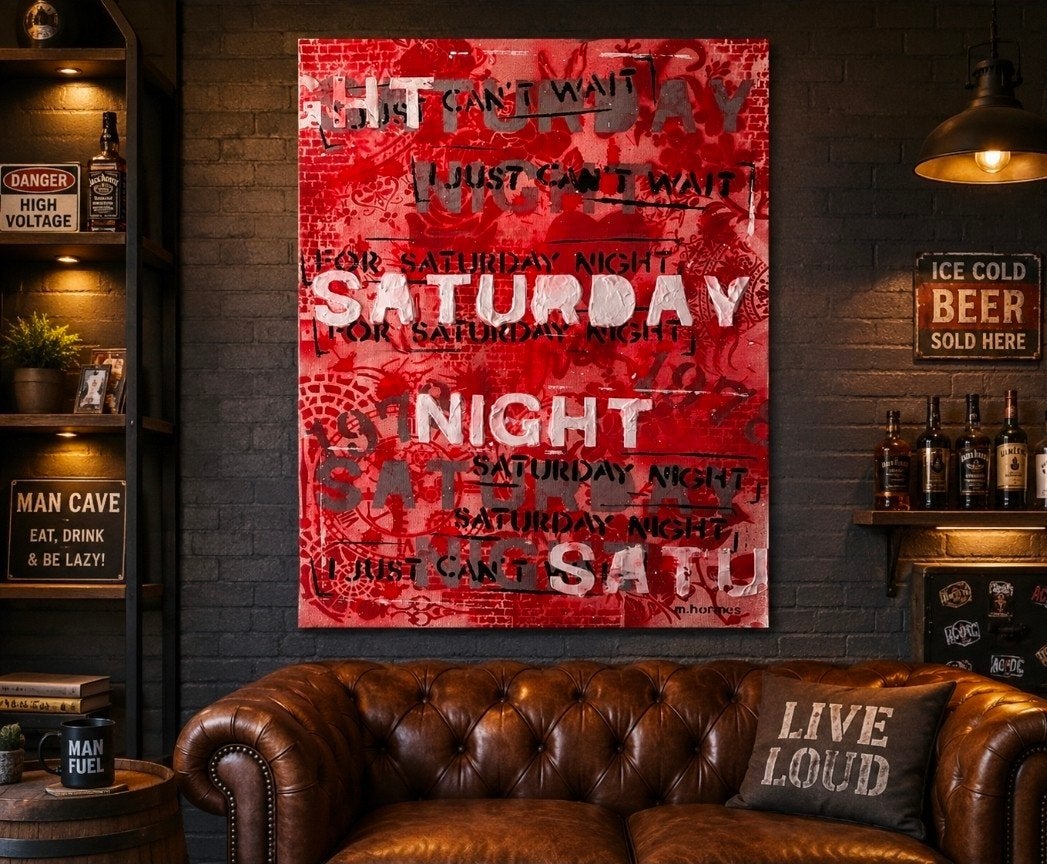 Saturday Night (herman brood), Ophalen of Verzenden, Handgeschilderd, Gemengde techniek, Muziek