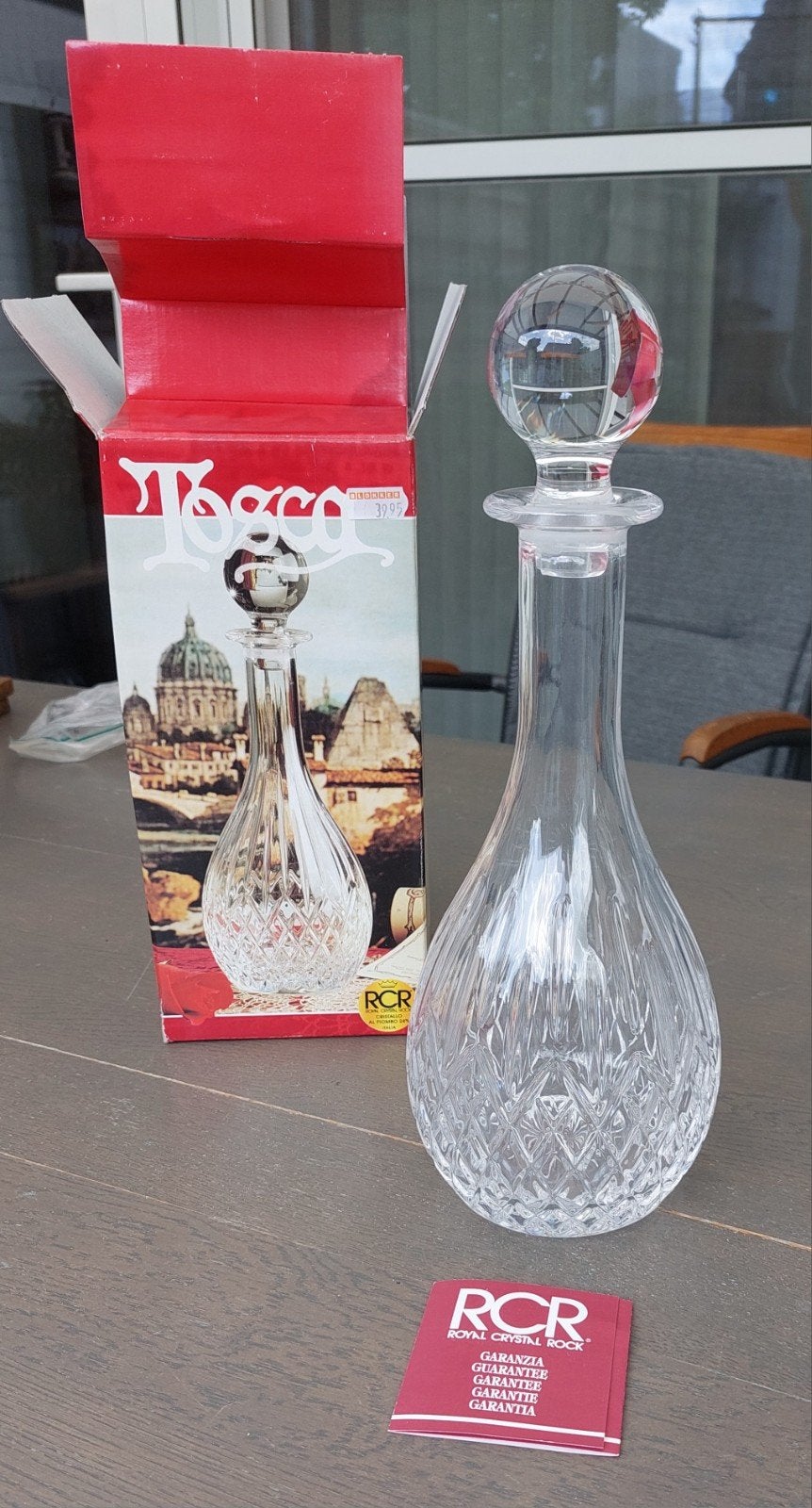 RCR Royal Crystal Rock Karaf met stop - Nieuw in doos, Antiek en Kunst, Antiek | Glas en Kristal, Ophalen