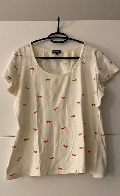 Terre bleue ecru T-shirt met rode strikjes, Terre Bleue, Wit, Maat 42/44 (L), Ophalen of Verzenden