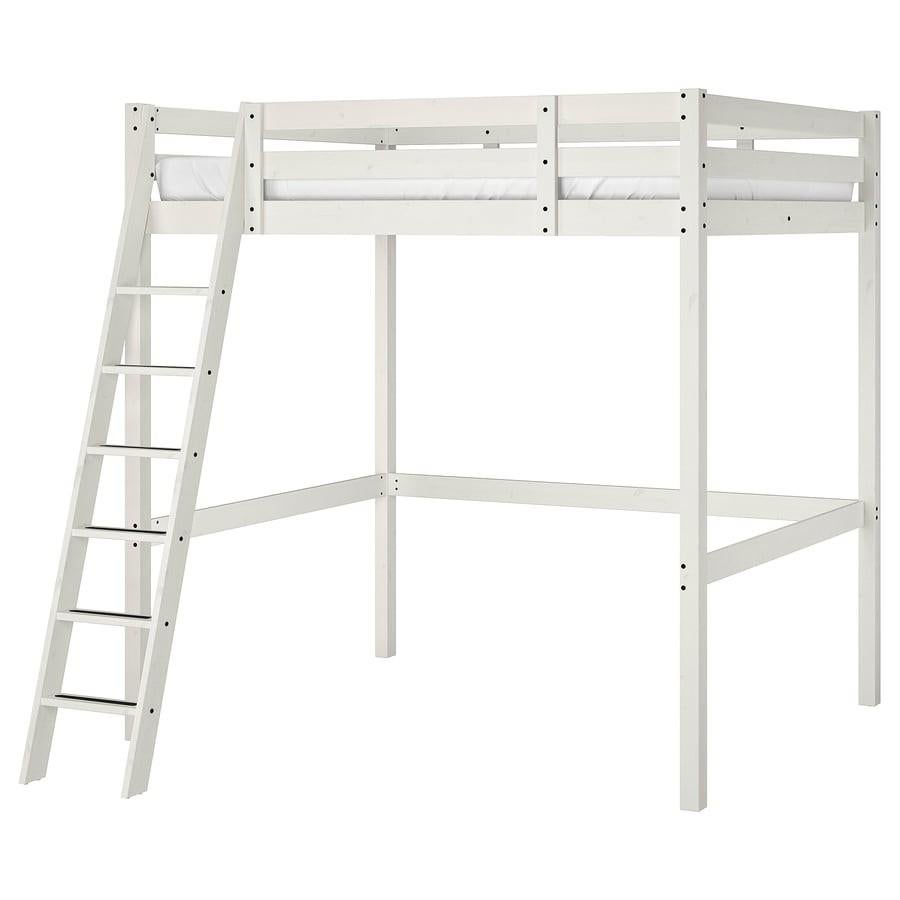 Witte Hoogslaper met Ladder - Ruimtebesparend Bed, Ophalen, Gebruikt, Hoogslaper, Tweepersoons