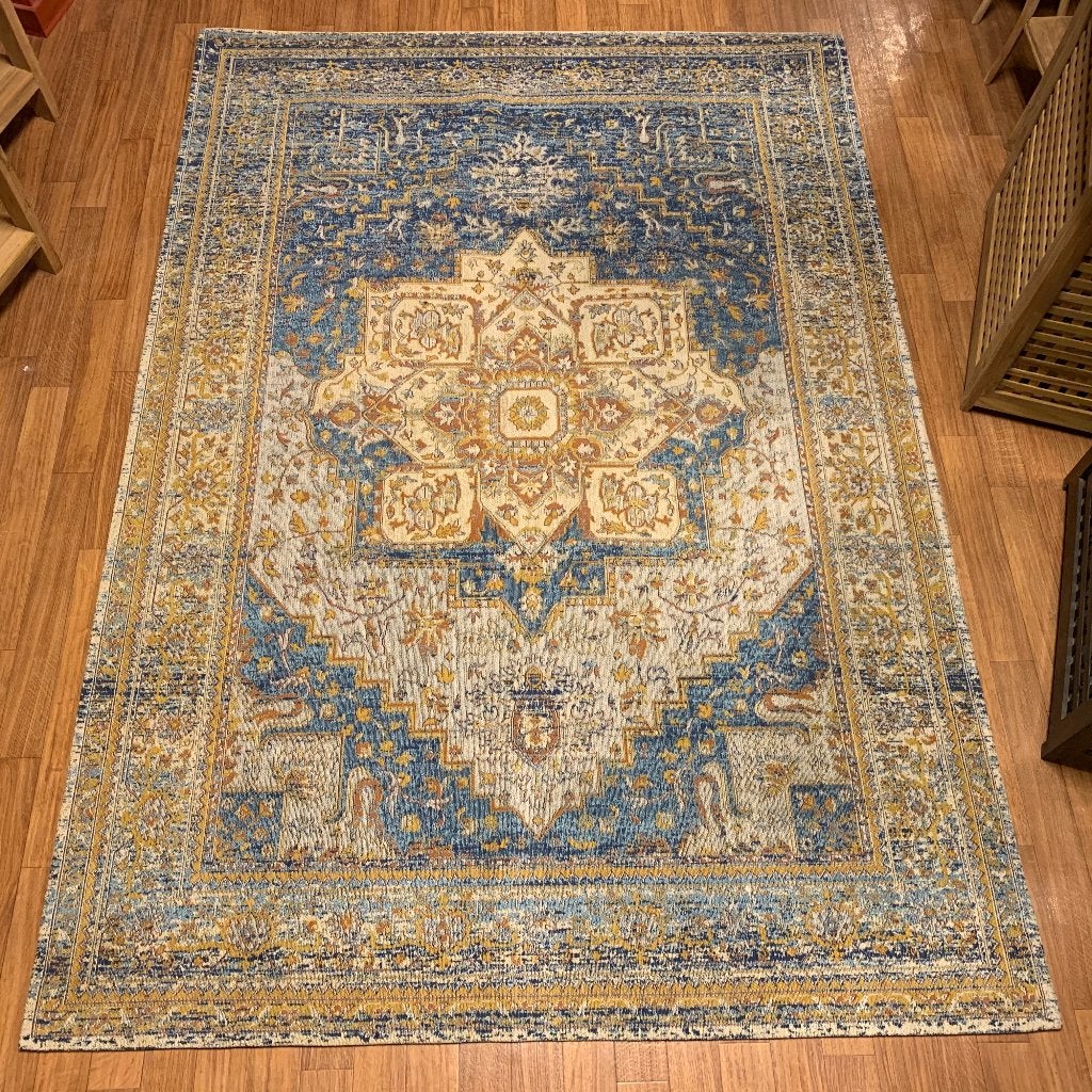 vintage vloerkleed heriz tapijt blauw / creme 230 x 160 cm, Taag 63, 2491 CS, Den Haag (Forepark), 150 tot 200 cm, Ophalen of Verzenden