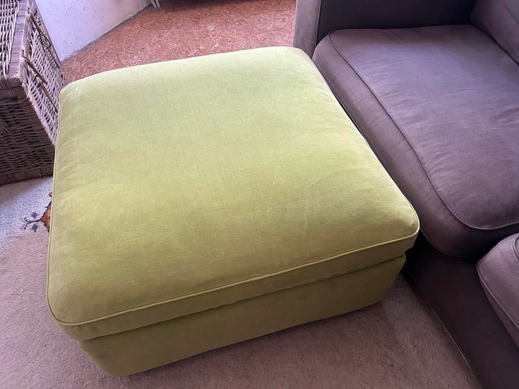 Montel voetenbank / salontafel - Groen, Ophalen, Gebruikt, 75 tot 100 cm, Stof