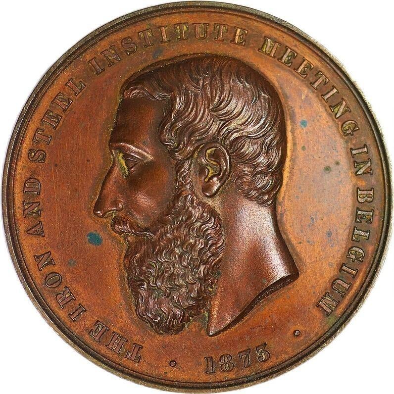 België penning 1873 Leopold II IJzer & Staal J Moore EF-, Postzegels en Munten, Penningen en Medailles, Ophalen of Verzenden, Brons