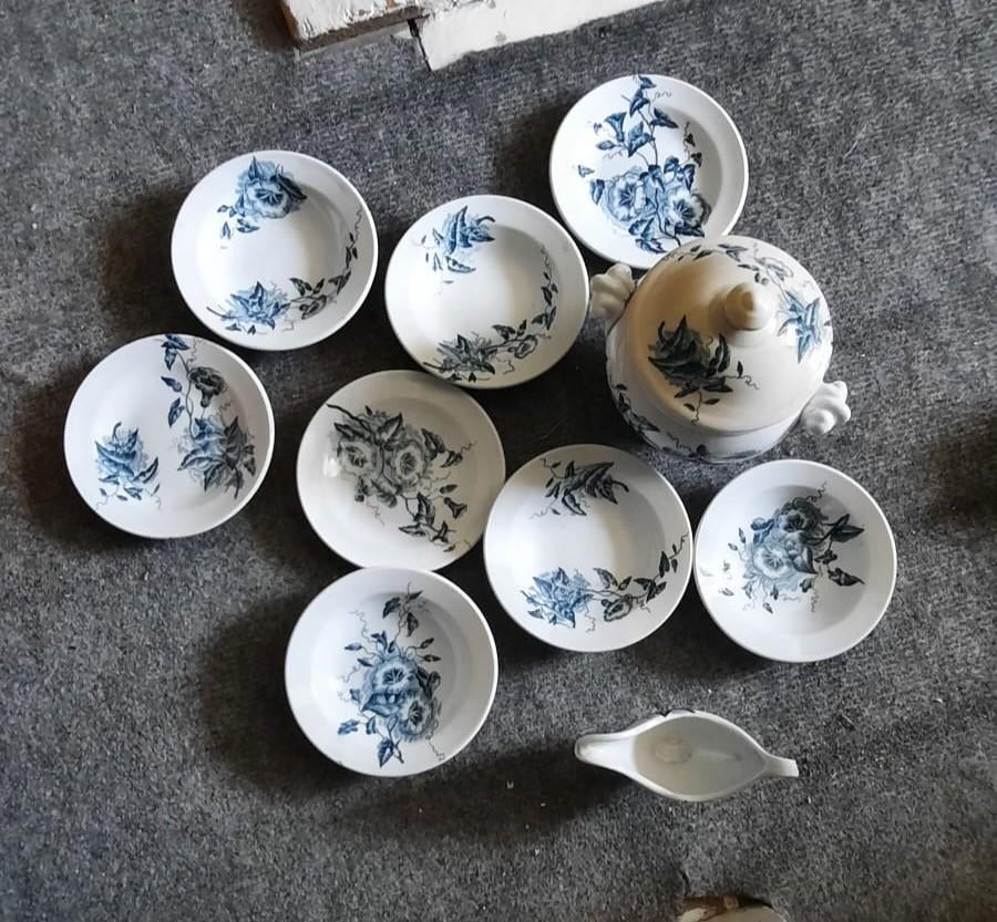 Antiek Kinderspeel Servies - Blauw Bloemmotief, Antiek en Kunst, Antiek | Servies compleet, Ophalen