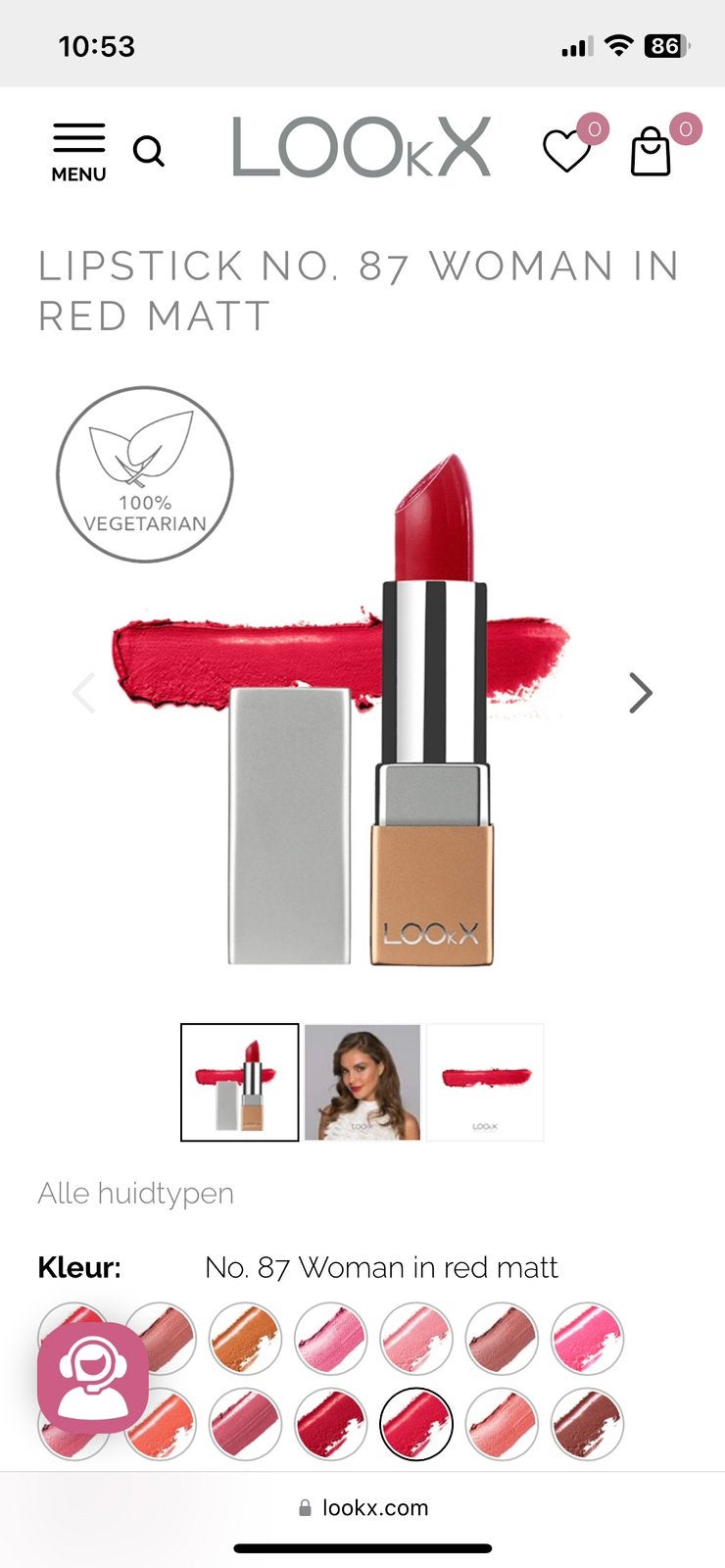 Lookx lipstick woman in red Matt, Ophalen of Verzenden, Nieuw, Rood, Lippen