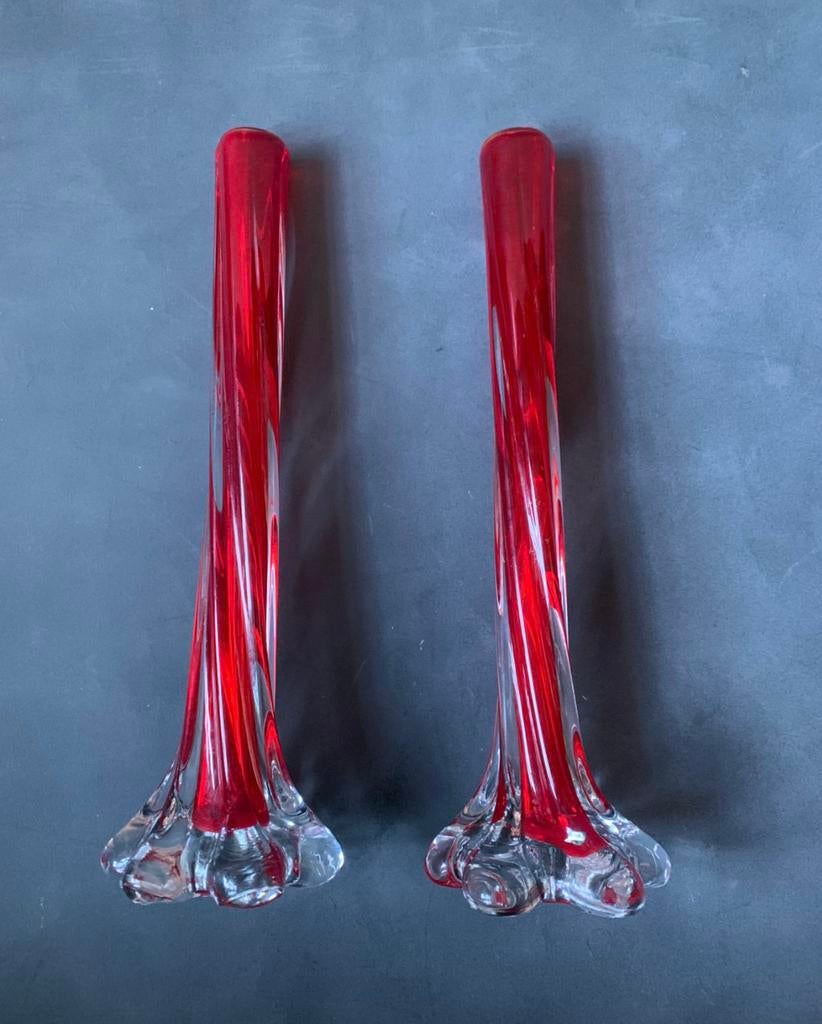 murano set vazen rood, Ophalen of Verzenden, Minder dan 50 cm, Rood, Glas