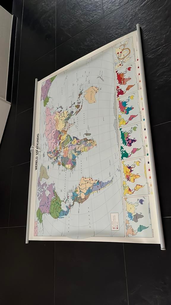 Wandkaart/wandplaat wereld groot, Ophalen, Aardrijkskunde