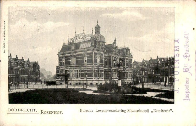 Dordrecht - Rozenhof, Verzamelen, Ansichtkaarten | Nederland, Gelopen, Zuid-Holland, Voor 1920, Ophalen of Verzenden