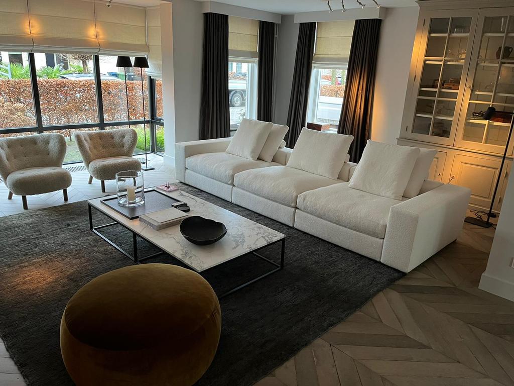 Nwe modulaire Flexform Groundpiece 122x348cm stof bouclé, 100 tot 125 cm, Leer, Ophalen of Verzenden, Zo goed als nieuw