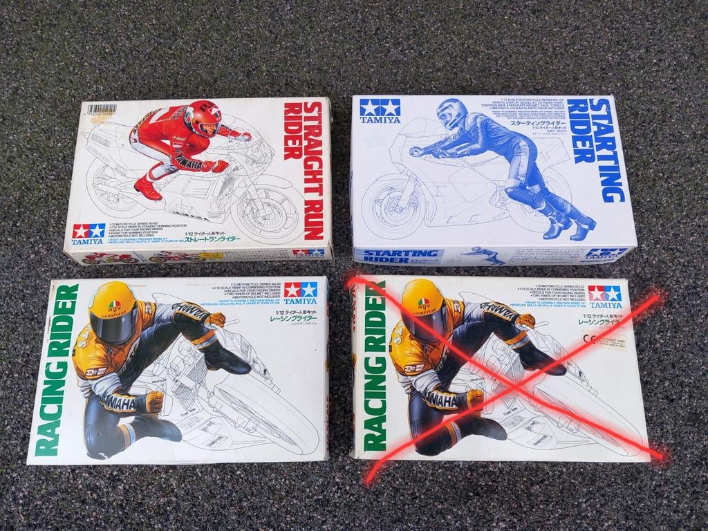 3x voor €75,- ! Diverse Tamiya Motorcoureurs bouwdozen 1/12, Ophalen of Verzenden, Nieuw, Groter dan 1:35, Figuur of Figuren