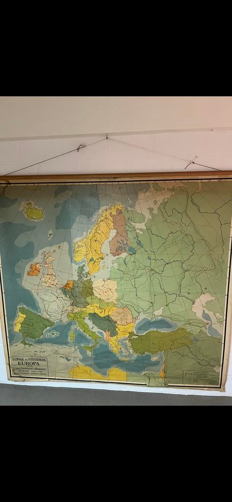 Oude schoolkaart van Europa, Antiek en Kunst, Ophalen of Verzenden, Aardrijkskunde