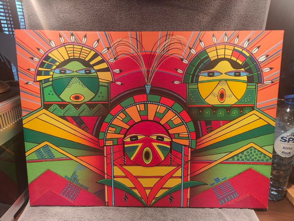 Theo Baars Schilderij - Kleurrijk en Grafisch, Antiek en Kunst, Kunst | Schilderijen | Klassiek, Ophalen of Verzenden
