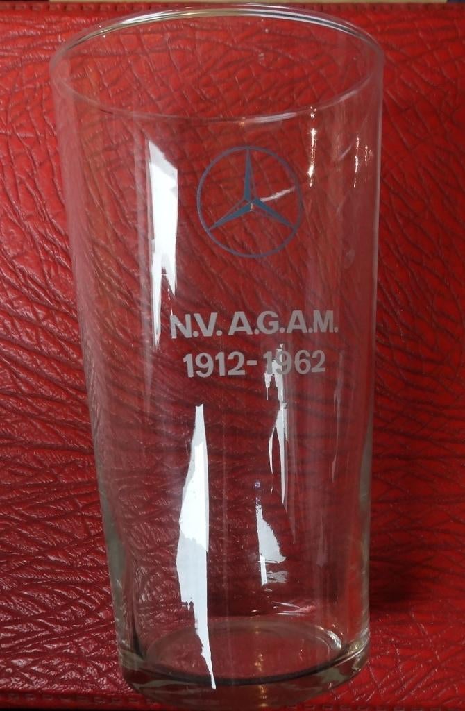 Oud BIERglas uit 1962  van   MERCEDES BENZ  n.v. A.G.A.M., Ophalen of Verzenden, Zo goed als nieuw, Auto's