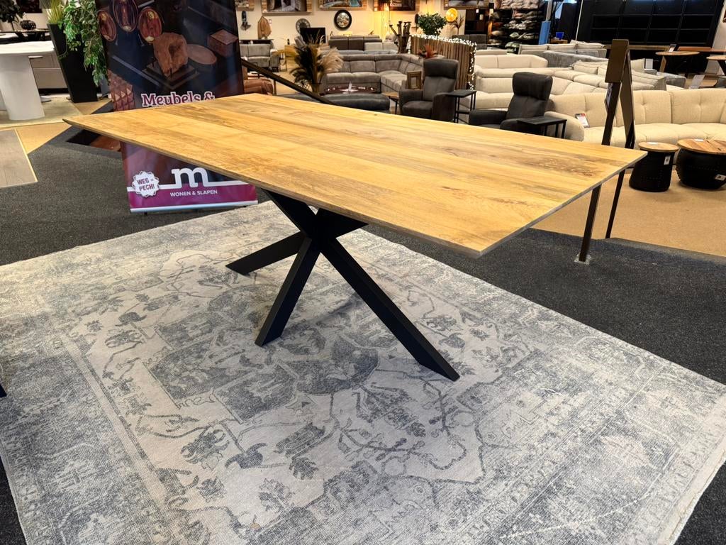 Eettafel rechthoekig vlak blad Mango 200 Direct/Leverbaar, Huis en Inrichting, Overige houtsoorten, Nieuw, #Eettafel#Verjongd#Deens#Mango#Vlak#Kruispoot