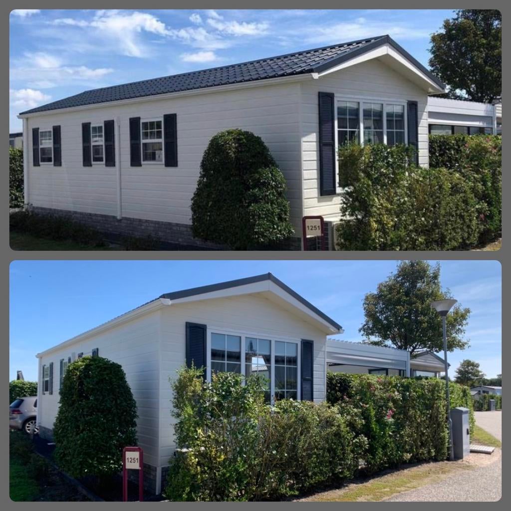 TE HUUR CHALET MET AIRCO OP JULIANAHOEVE RENESSE IN ZEELAND, Wasmachine, 2 slaapkamers, Zeeland, Recreatiepark