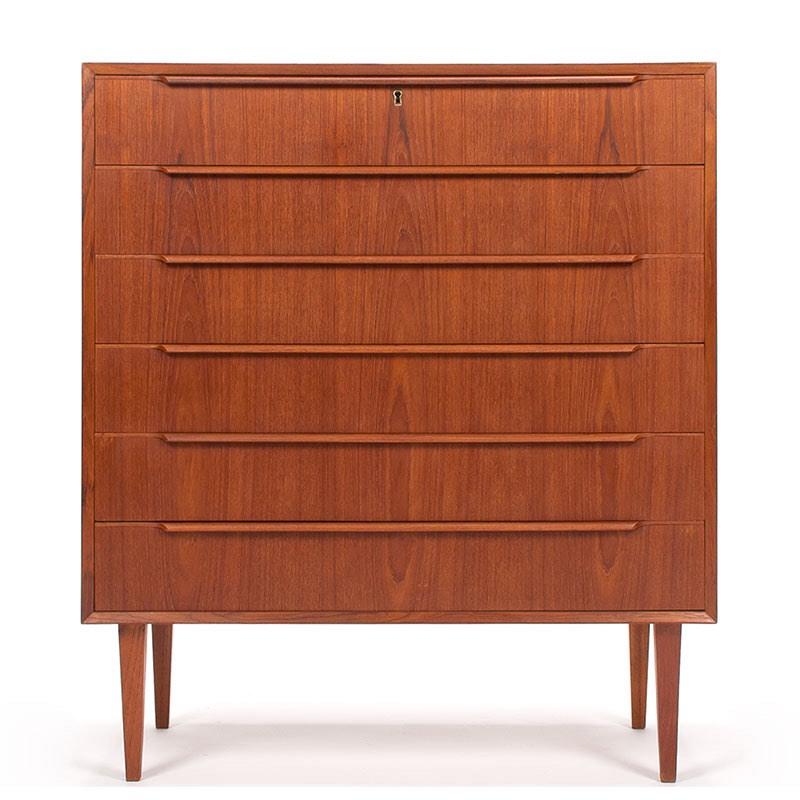 Vintage Deens design ladekast teak jaren 50, 60, Gebruikt, Teakhout, Mid-Century vintage, 3 of 4 laden