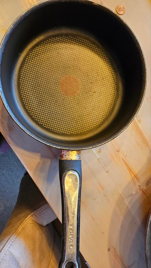 Tefal Hapjespan - Gebruikt, Gebruikt, Aluminium, Ophalen of Verzenden, Keramische plaat