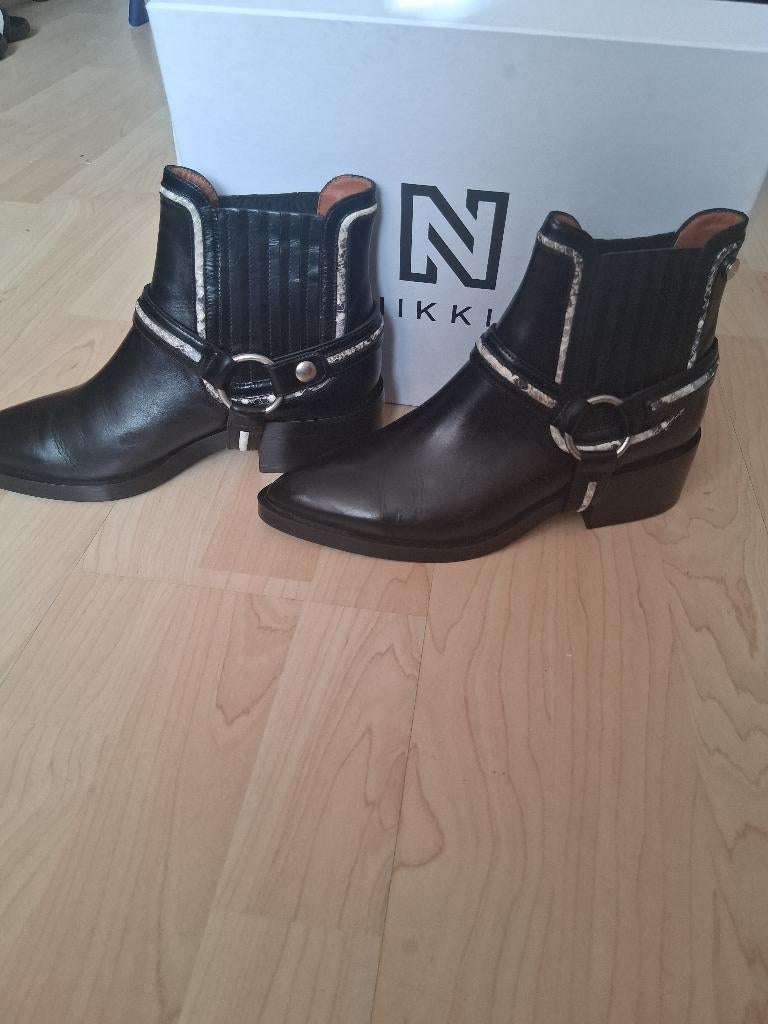 leren boots NIKKIE, Zwart, Lage of Enkellaarzen, Nieuw, Ophalen of Verzenden