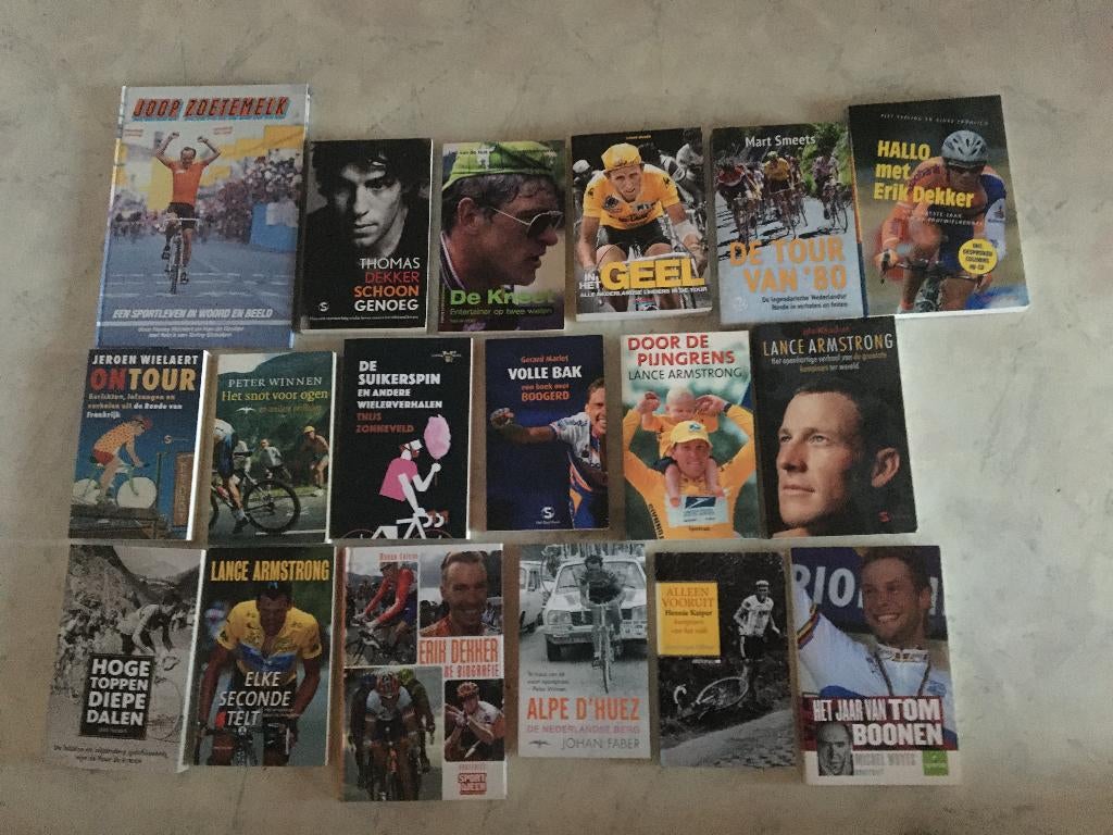 wielerboeken- Diversen ( 18 stuks ) zie foto, Boeken, Sportboeken, Ophalen of Verzenden, Zo goed als nieuw, Lopen en Fietsen