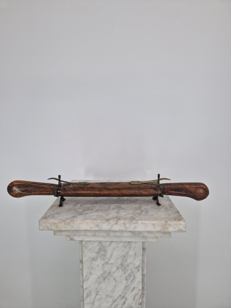 Antieke Houten Snijset / Vleessnijder | Metalen Klemmen, Ophalen of Verzenden