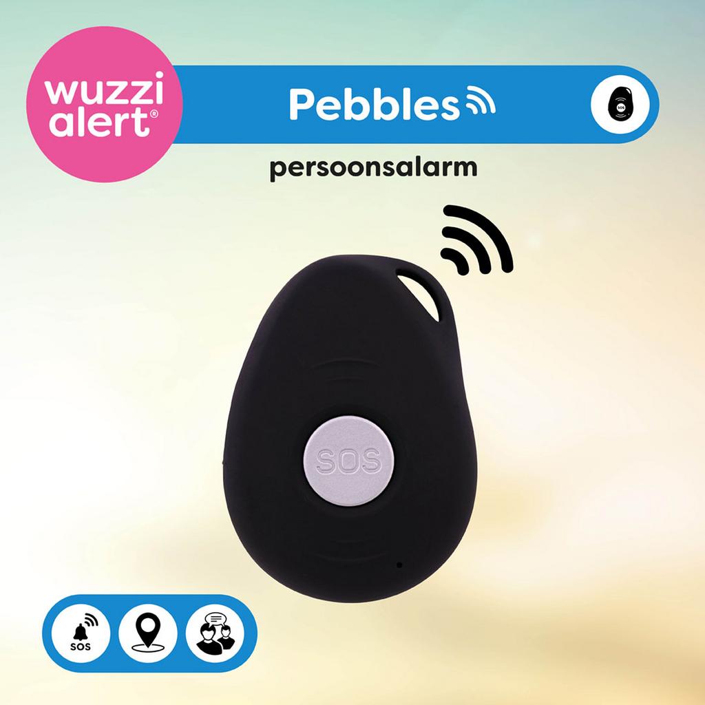 Wuzzi Alert Pebbles Zwart - SOS Alarm, Ophalen of Verzenden, Zo goed als nieuw