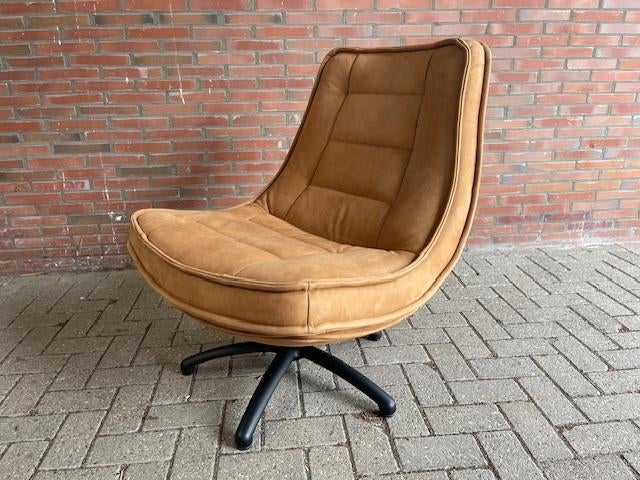 Fauteuil draai in Kenia leer Cognac direct laagsteprijs, Fauteuils EVA Kenia leer de laatste laagste  actie prijs, Nieuw, 75 tot 100 cm
