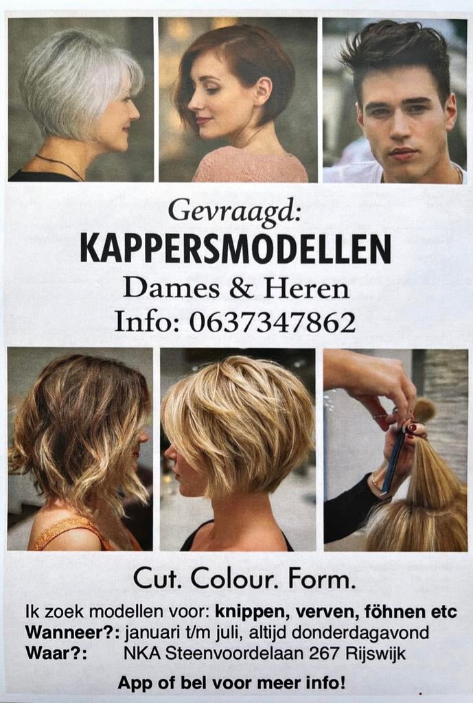 Gezocht! DAMES & HEREN knip modellen kappersmodellen, Overige uren, Overige niveaus, Starter, Stage