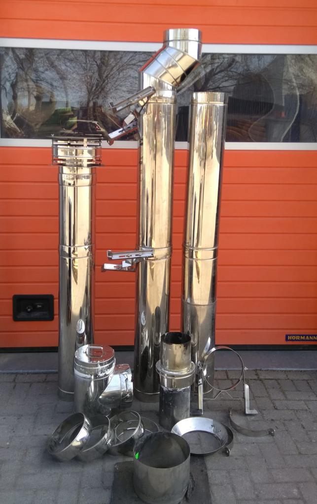 Compleet set 6 m dubbelwandige kachelpijpen diam 150 mm, Huis en Inrichting, Kachels, Ophalen, Zo goed als nieuw, Hout, Houtkachel