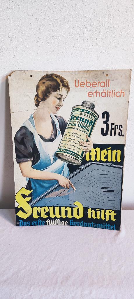 Oude reclame FREUND poets middel, Ophalen of Verzenden, Gebruikt, Reclamebord