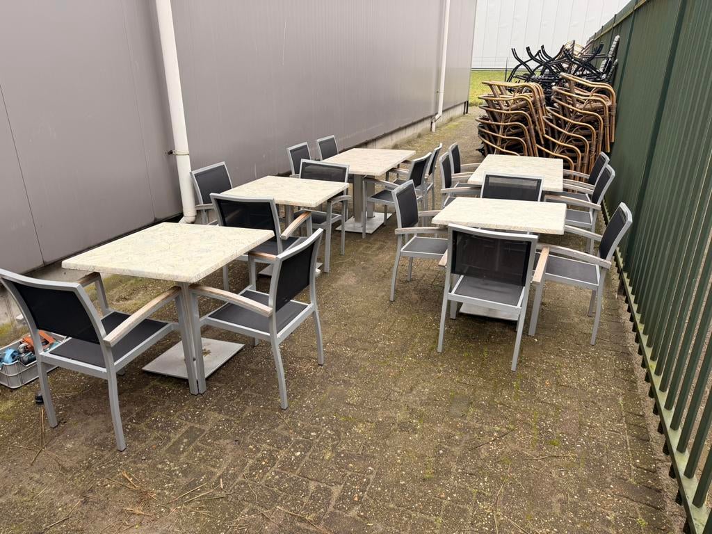 Terras tafels 80x80 en 140x80 tafel werzaliet, Ophalen of Verzenden, Gebruikt, Rechthoekig, Overige materialen