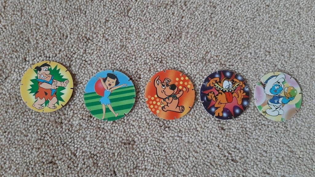 Jamcaps, jamin, flippo's - Flintstones, Scooby Doo, Smurfen, Ophalen of Verzenden, Losse flippo's