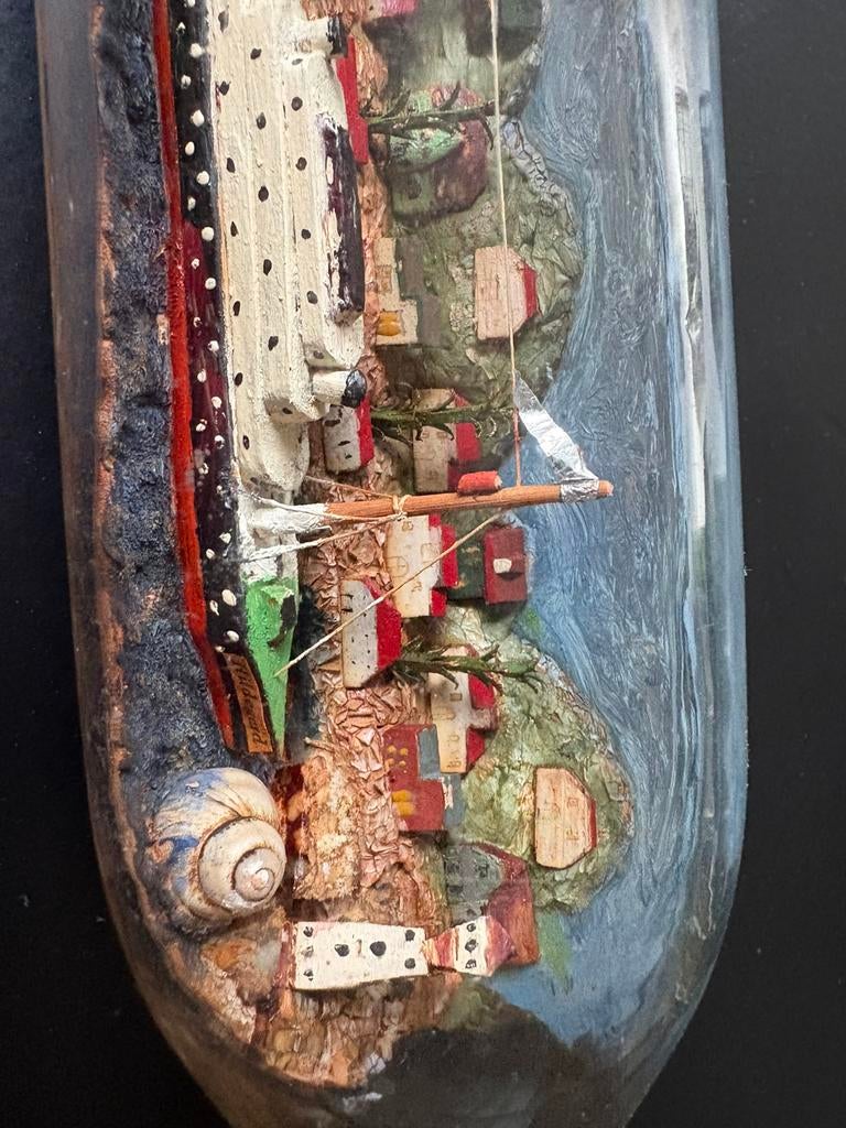 Antiek diorama in fles volkskunst, Ophalen of Verzenden