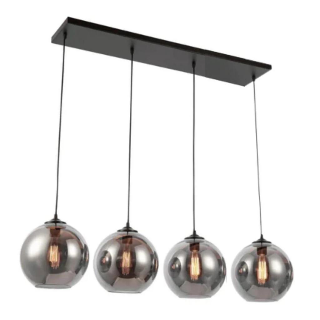 Eric Kuster style Hanglamp smoke glas 4 lichts, Huis en Inrichting, Lampen | Hanglampen, Ophalen, Zo goed als nieuw, Glas, 75 cm of meer