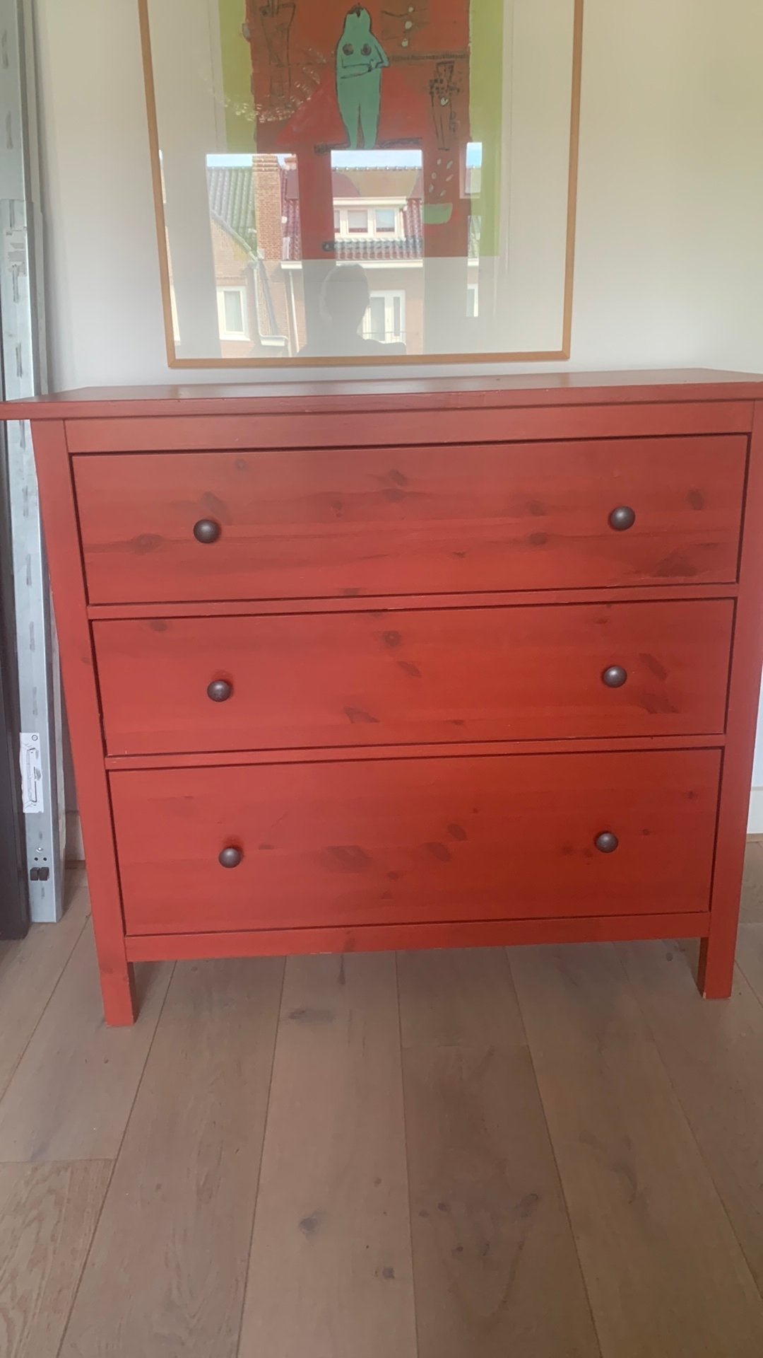 Mooie koraalrode Ikea Hemnes kast, Huis en Inrichting, Ophalen, 50 tot 100 cm, Zo goed als nieuw, Minder dan 100 cm
