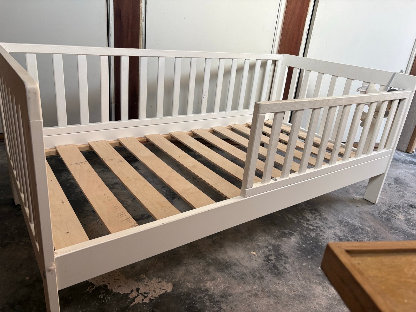 kinderbed met lattenbodem, Ophalen, Gebruikt, Wit, 190 cm of minder