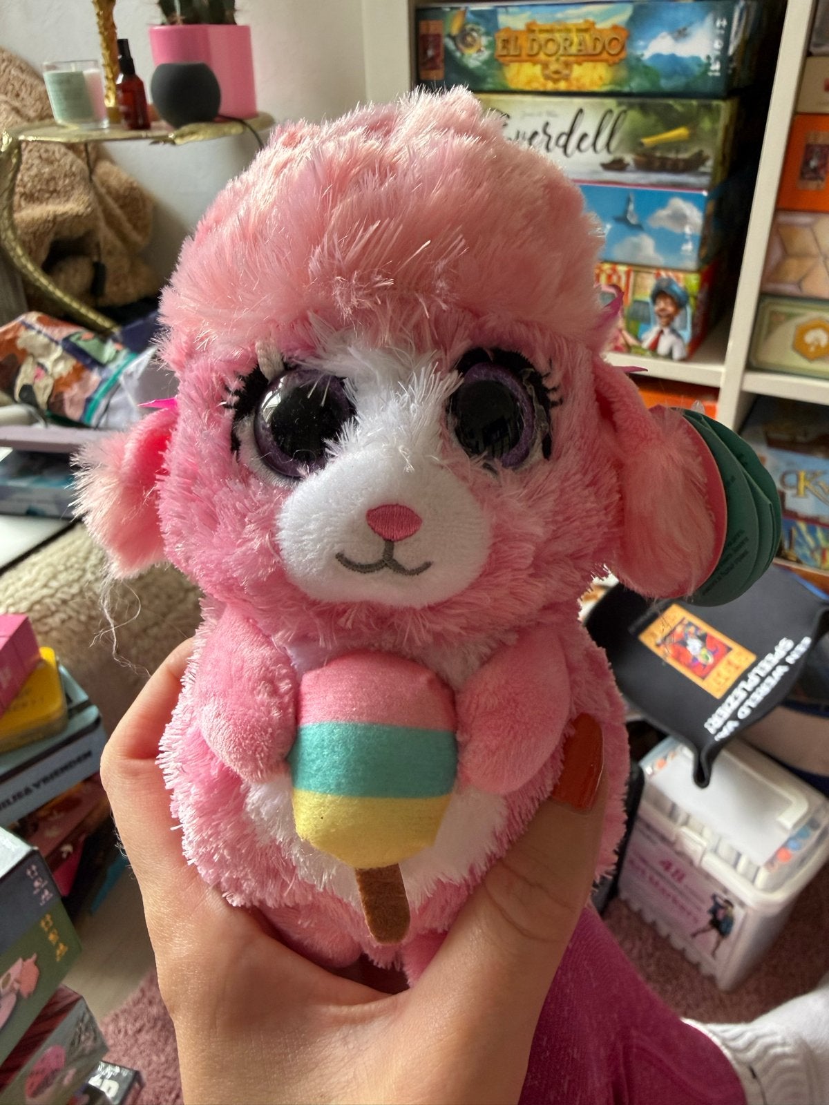 Roze Keel Toys knuffel met ijsje - Zo goed als nieuw, Kinderen en Baby's, Speelgoed | Knuffels en Pluche, Overige karakters, Roze