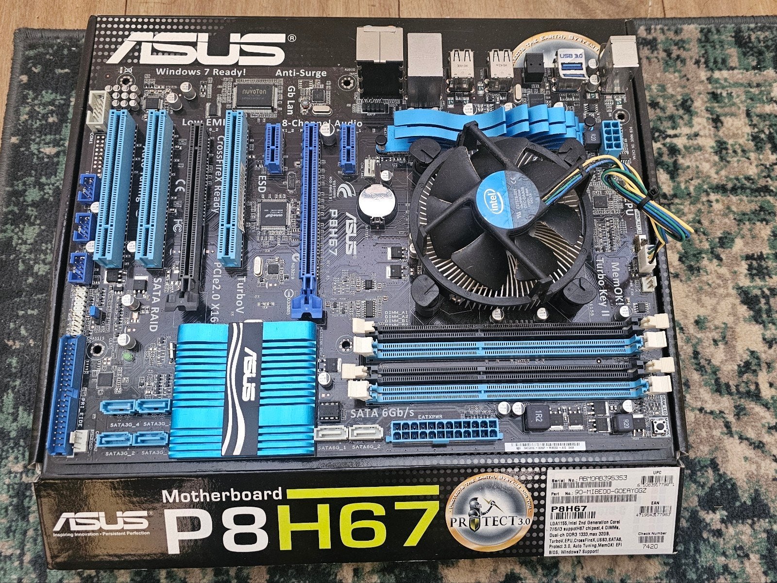 ASUS P8H67 Moederbord met Intel i5-2300 CPU en koeler, Computers en Software, Gebruikt, DDR3, Ophalen of Verzenden, ATX