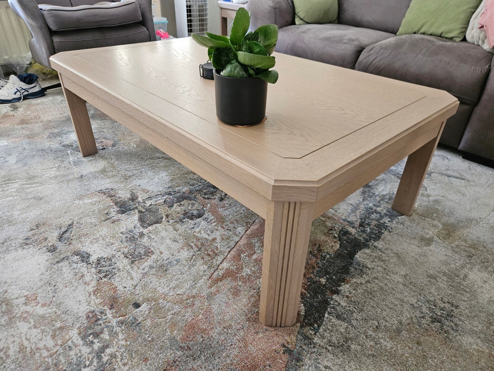 Eiken salontafel gerookt eiken 130x44x80 cm, Huis en Inrichting, Tafels | Salontafels, Ophalen, 100 tot 150 cm, Eikenhout, 50 tot 100 cm