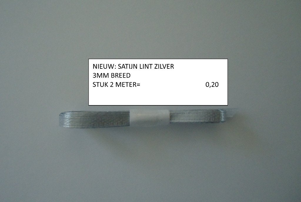 satijn lint 3mm zilver stuk 2 meter ( alleen verzenden, Ophalen, Nieuw, Versiering of Embellishment, Overige merken