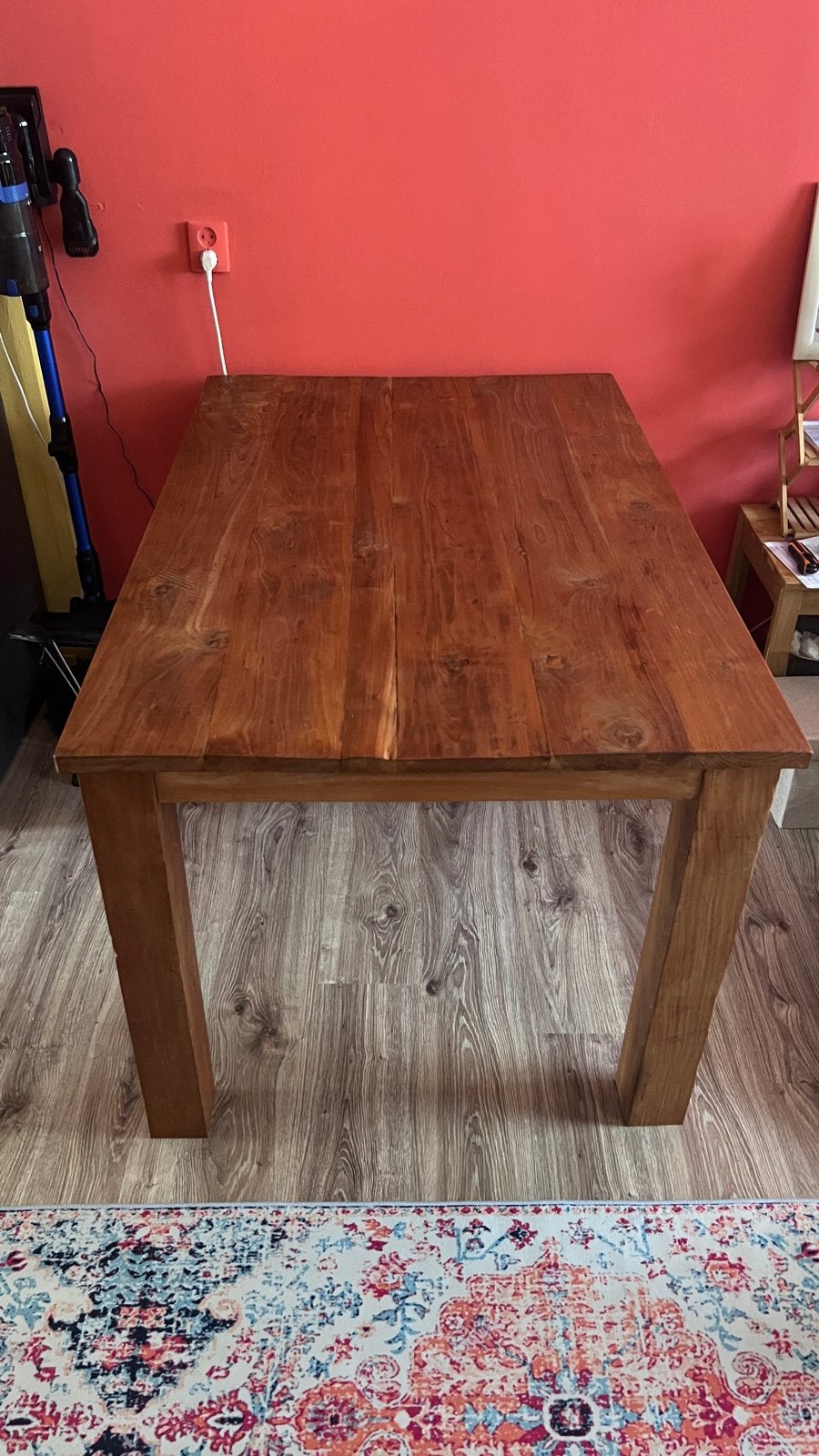 Koloniale Teakhouten Eettafel - 140x90x77 cm, Huis en Inrichting, Ophalen, 100 tot 150 cm, Teakhout, 50 tot 100 cm