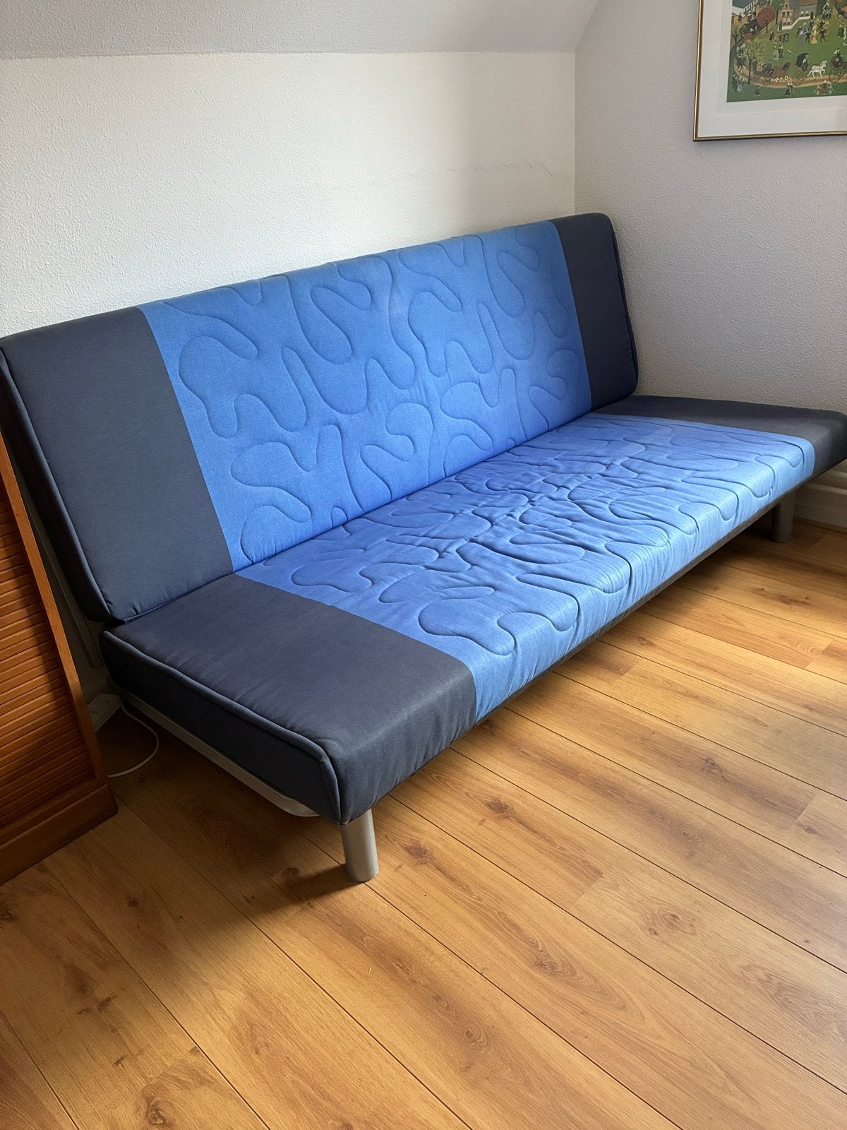 Slaapbank met dekmatras -, Ophalen, Gebruikt, Blauw, Tweepersoons
