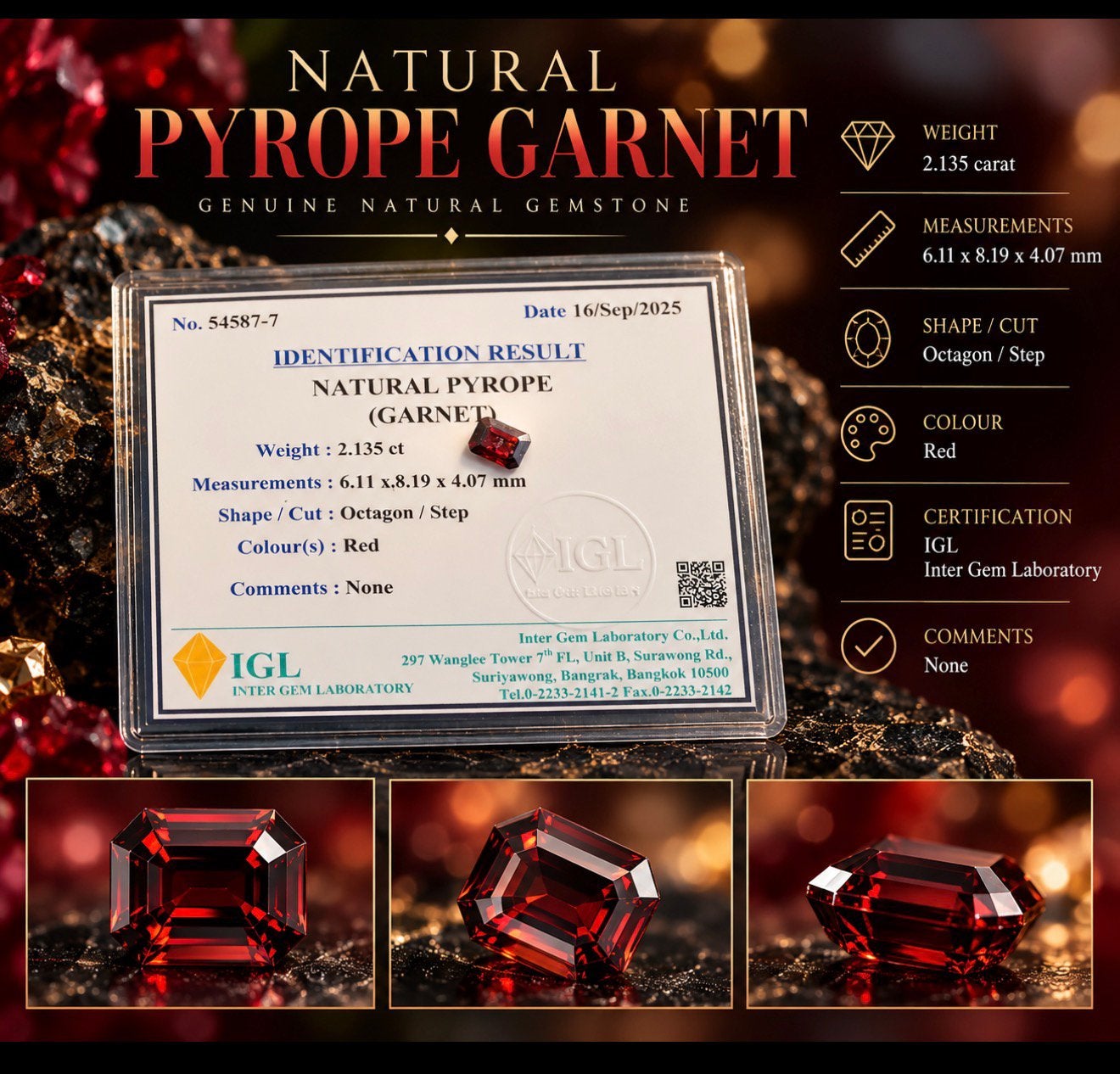 Natural Pyrope Garnet, Ophalen of Verzenden, Zo goed als nieuw