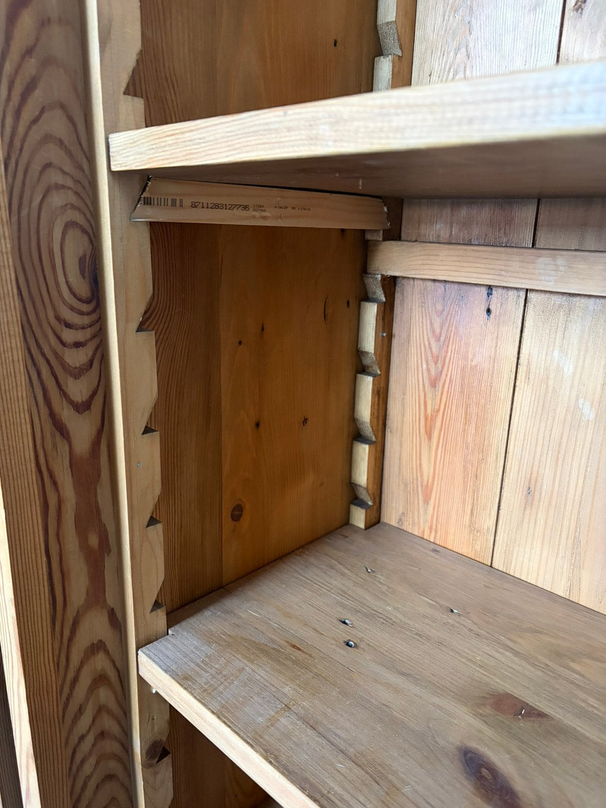 2 Massief Houten boekenkasten met glazen schuifdeuren., Huis en Inrichting, Ophalen, Gebruikt, Met deur(en), Stijlvol grenen
