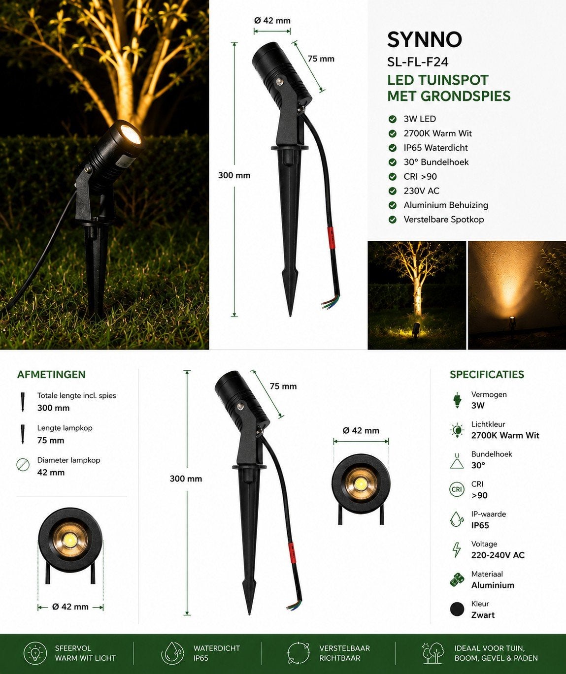 Tuin spots, prikspots, tuinverlichting, Tuin en Terras, Minder dan 50 watt, Ophalen of Verzenden, Netvoeding, Led