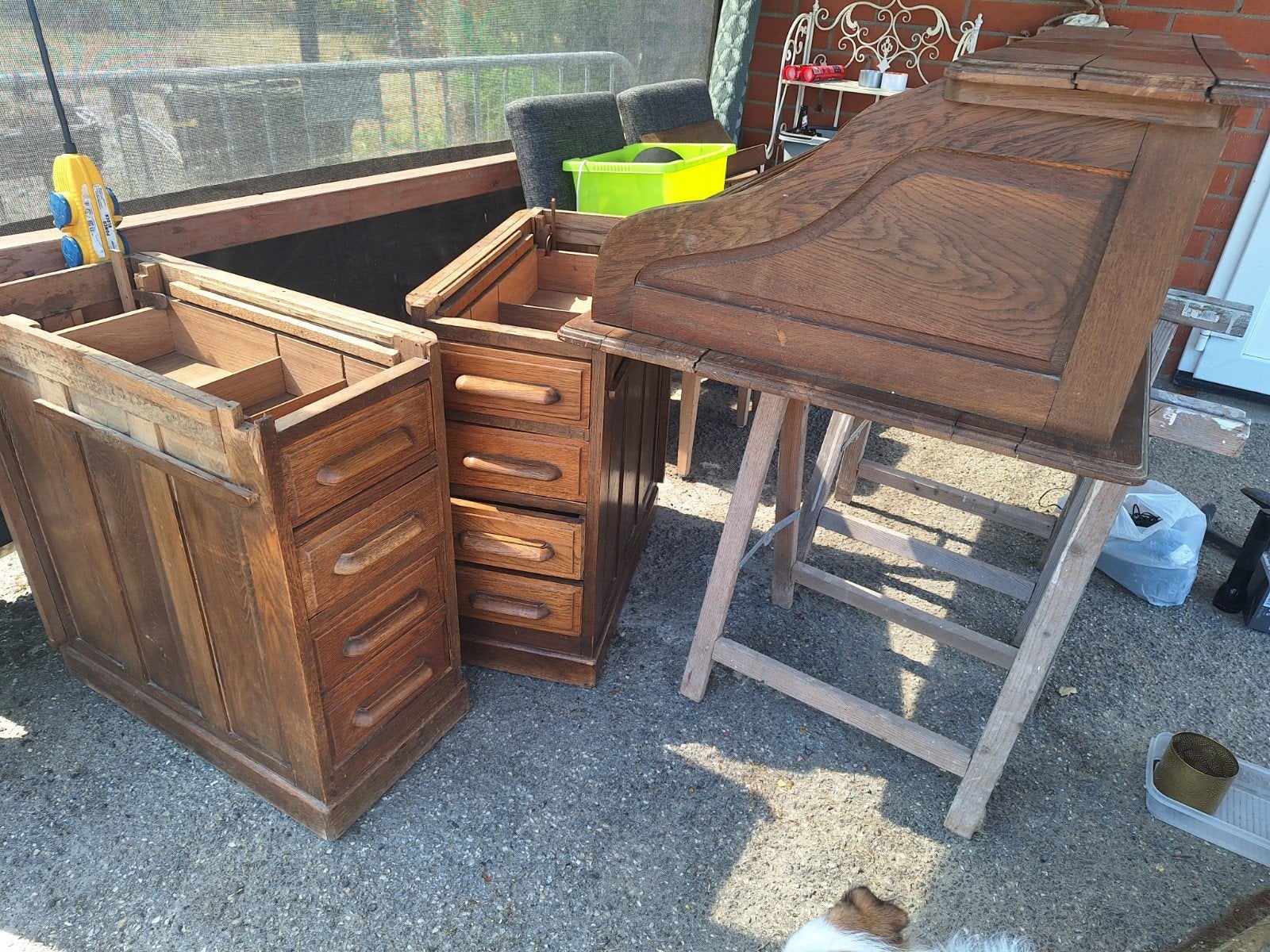 oud lamellen bureau, Ophalen